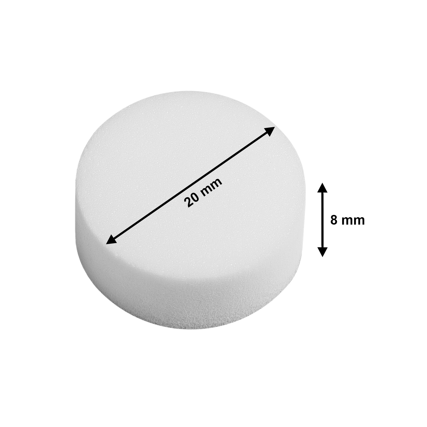10 Abstandspuffer - Ø 20 mm Höhe 8mm Abstandshalter in Weiß aus Schaumstoff  - selbstklebend von Hang-it